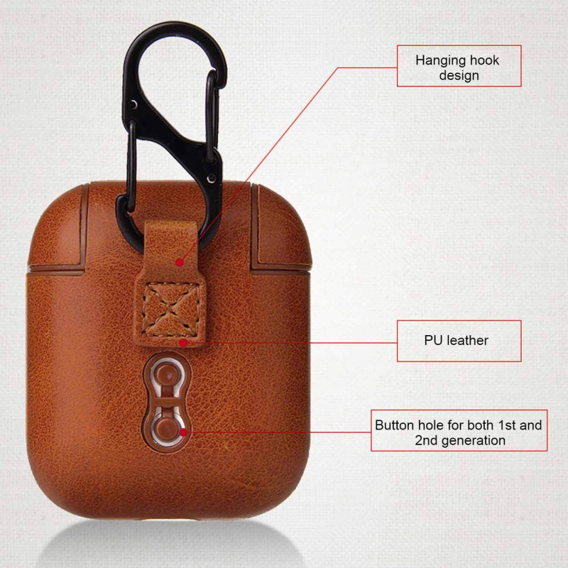 Leather Case for Apple Airpods - Dark Brown