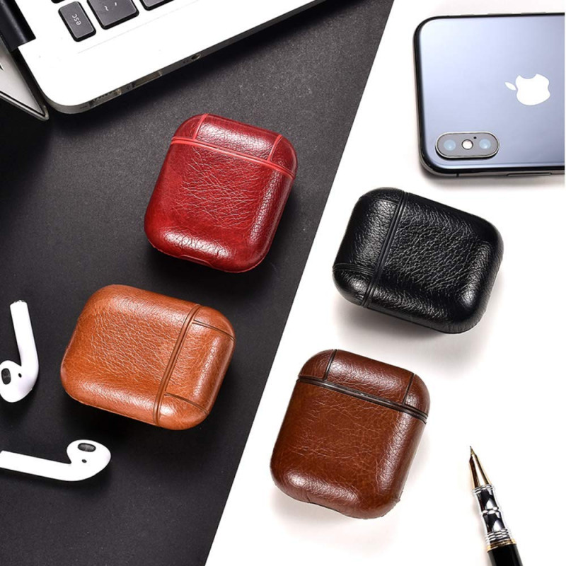 Leather Case for Apple Airpods - Dark Brown