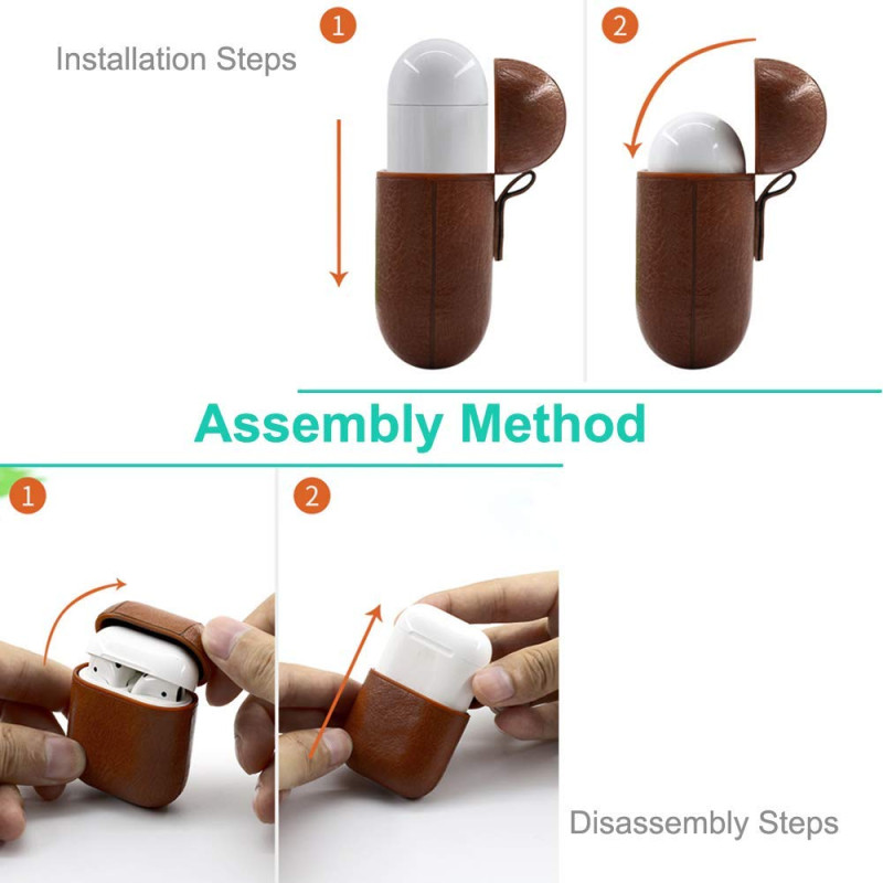 Leather Case for Apple Airpods - Dark Brown